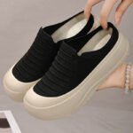 Women's summer breathable thick-soled slippers, plain color, low-cut, height-increasing, simple soft-soled half-slippers. - Image 3