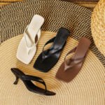 Fashion flip flops temperament kitten heel sandals