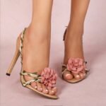 European and American cross-border pastoral floral dreamy elegant stiletto high heels - Image 2