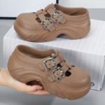 Women's platform sandals, platform slip-on high-heeled casual versatile sandals for summer, with closed toes. - Image 8