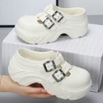 Women's platform sandals, platform slip-on high-heeled casual versatile sandals for summer, with closed toes. - Image 5