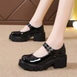 French high heels thick heels thick sole British style - Image 3