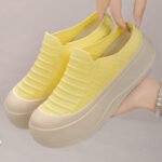 Women's summer breathable thick-soled slippers, plain color, low-cut, height-increasing, simple soft-soled half-slippers. - Image 2