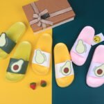 New trendy cartoon avocado slippers, perfect for indoor and outdoor use, ideal for women.