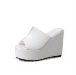 Foreign trade European and American summer new wedge thick bottom pink patent leather waterproof platform high heel - Image 6