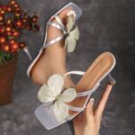 French-style niche chic butterfly strappy sandals for women, new spring/summer 2025 style, stiletto heel, square toe, high-heeled sandals - Image 5