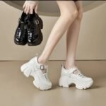 Platform platform black leather shoes, new spring/summer - Image 4