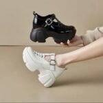 Platform platform black leather shoes, new spring/summer
