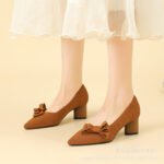 Women's Chunky Heel Girlish Bow Single Shoes Stylish to Match Skirts - Image 13