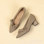 Women's Chunky Heel Girlish Bow Single Shoes Stylish to Match Skirts - Image 2