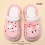 Women's summer clogs with height-increasing bow, thick sole