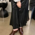 European and American style closed-toe half mules, soft leather, square toe, wedge heel, high-heeled sandals, fashionable, suitable for outdoor wear, - Image 7