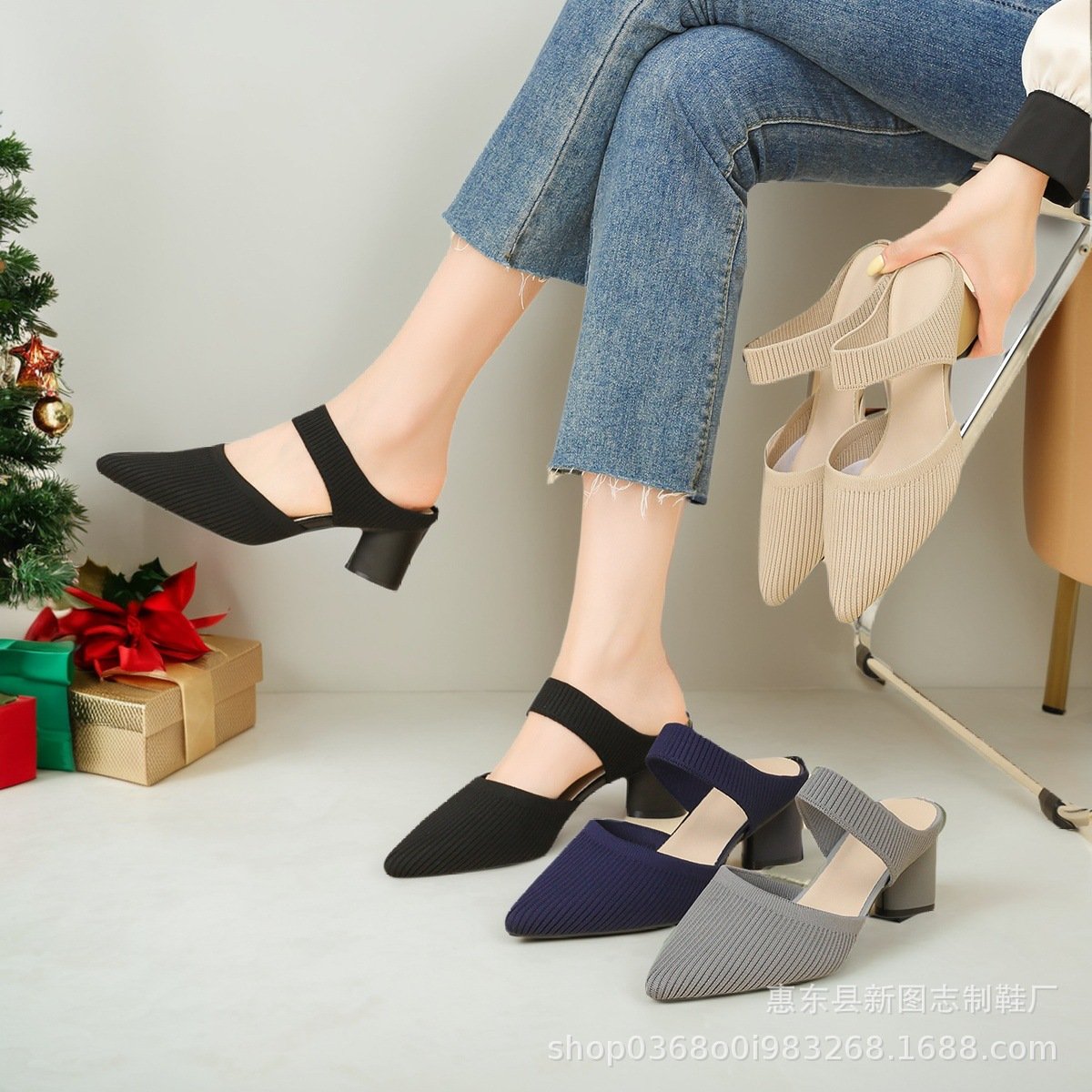 O1CN01urorMU1RIoQnq3QVG_!!2216182962089-0-cib Women's Pointed Toe Low Mouth High Heels - Image 1