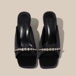 Beautiful High Heels Champagne Color Square Toe Sandals for Women - Image 4