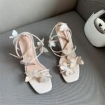 New Cross Strap Butterfly High Heel 11cm Wedding Fairy Square Toe Open Toe Women's Sandals - Image 4