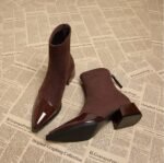 New Pointed Toe Patchwork Retro Ankle Boots