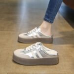 Women's slip-on sandals, thick-soled, closed-toe, easy-to-wear, lazy-style, one-foot slip-on shoes.