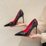 New Arrival Black and Red Sole High Heels for Women - Pointed Toe, Stiletto Heel, Sexy Glossy Patent Leather Shoes - Image 6