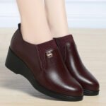 Women's wedge heel leather shoes - Image 5