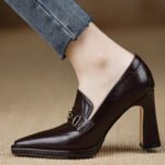 Women's high heels, chunky heel, waterproof platform - Image 4