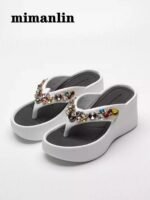 Women's super high-heeled rhinestone flip-flops - Image 4
