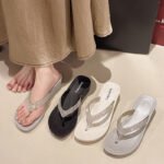 , Korean Style, Rhinestone Wedge Heel, Heel-Increasing, Suitable for Outdoor Use, Commuter Use, Comfortable and Durable