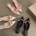 French-style closed-toe high-heeled sandals, fairy-style women's shoes