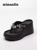 Women's super high-heeled rhinestone flip-flops - Image 3