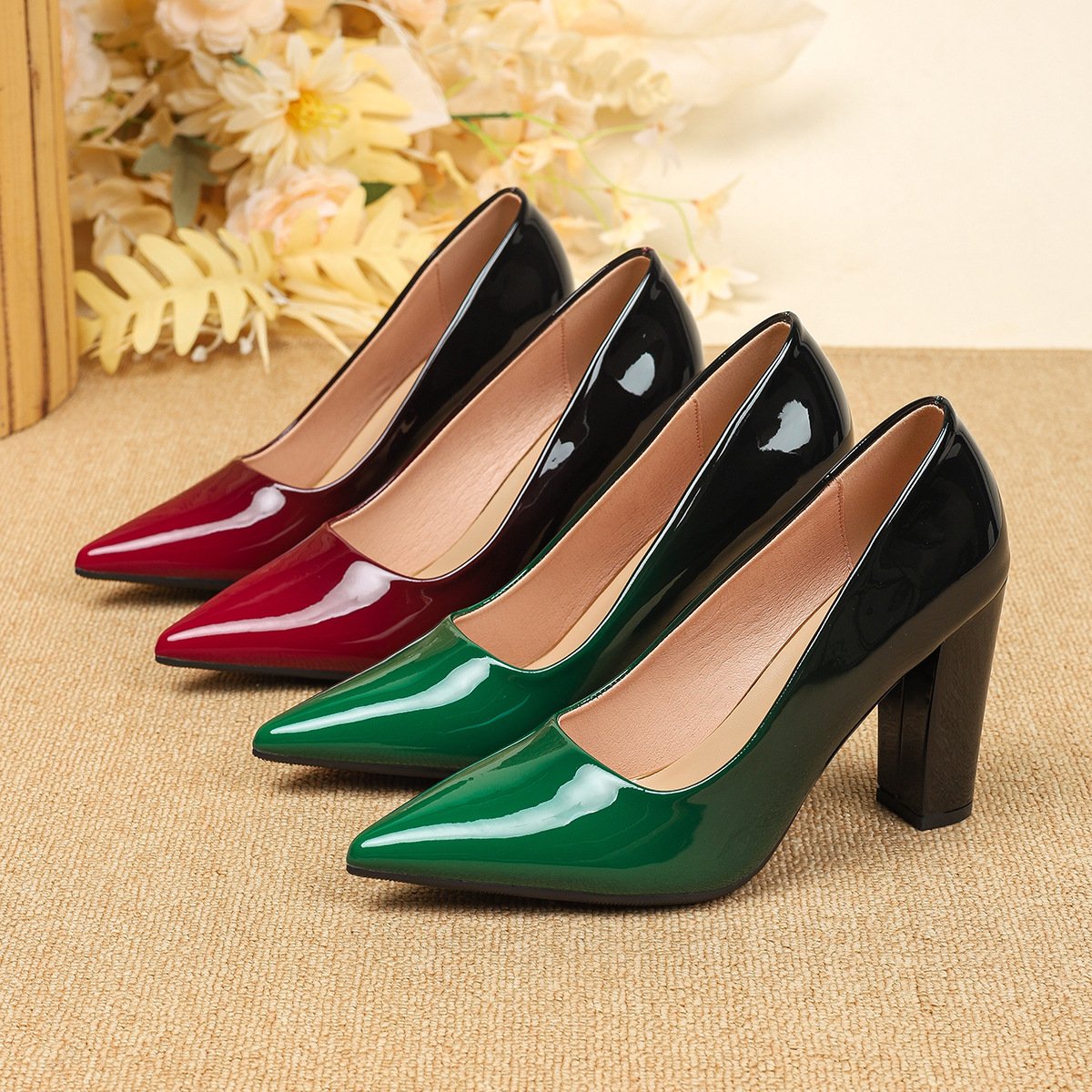 O1CN01FW11bc24AoaT4qgI5_!!2220593187351-0-cib Women's square-buckle chunky heel high heels - Image 1