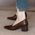 New Style Spring French Style Mid-Heel Chunky Heel for womem's