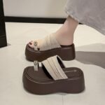 Women's European and American style leopard print high-heeled sandals, suitable for outdoor wear