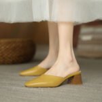 Retro Chunky Heeled Mules, New Summer Style, Mid-Heel, Versatile Square Oe Sandals, Backless Mules, Suitable For Outdoor Wear. - Image 2