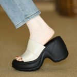 Summer petite women's 10cm wedge heel sandals, thick-soled, strappy, genuine leather, waterproof platform, high-heeled sandals. - Image 6