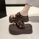Women's European and American style leopard print high-heeled sandals, suitable for outdoor wear - Image 4