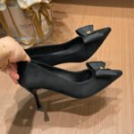 Women's black bow high heels
