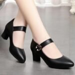 Chunky Heel Everyday Versatile Single Buckle Anti-slip Wear-resistant High Heel Shoes