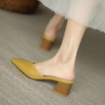 Retro Chunky Heeled Mules, New Summer Style, Mid-Heel, Versatile Square Oe Sandals, Backless Mules, Suitable For Outdoor Wear. - Image 3
