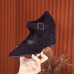 French-style square-toe flats for women, comfortable and stylish high heels with rhinestones - Image 2