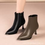 New autumn pointed-toe stiletto heels, soft leather ankle boots, women's - Image 5