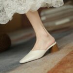 Retro Chunky Heeled Mules, New Summer Style, Mid-Heel, Versatile Square Oe Sandals, Backless Mules, Suitable For Outdoor Wear. - Image 5