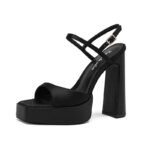 Temperament thick heel frosted soft leather high heels - Image 3