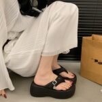 Polka dot platform flip-flops, height-increasing, suitable for outdoor use, - Image 4