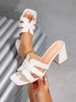 Women's fashionable 5cm mid-heel slippers. - Image 3