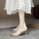 Stunningly beautiful and slimming transparent crystal strap high-heeled - Image 2