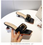 Women's export-grade metal buckle high-heeled sandals. - Image 4