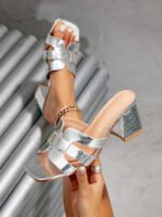 Women's fashionable 5cm mid-heel slippers.