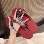 Rhinestone Blue Platform Flip-Flops Women’s Summer New Style